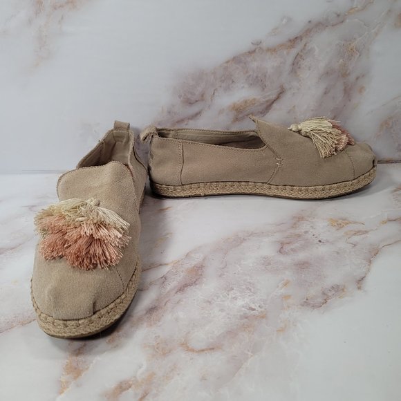 Tom's Alpargata Beige Suede Tassel Espadrilles - Picture 7 of 14